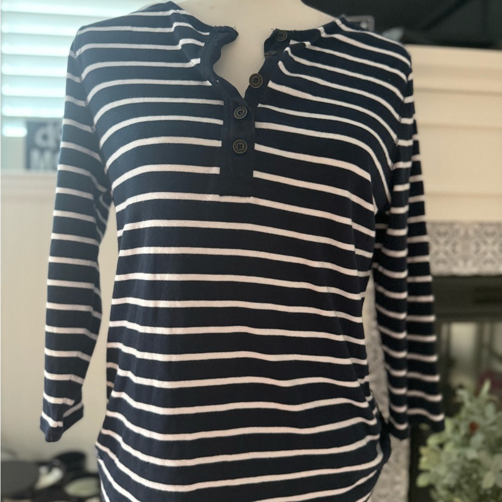 Lauren Ralph Lauren Navy and White Striped Top - Picture 2 of 10